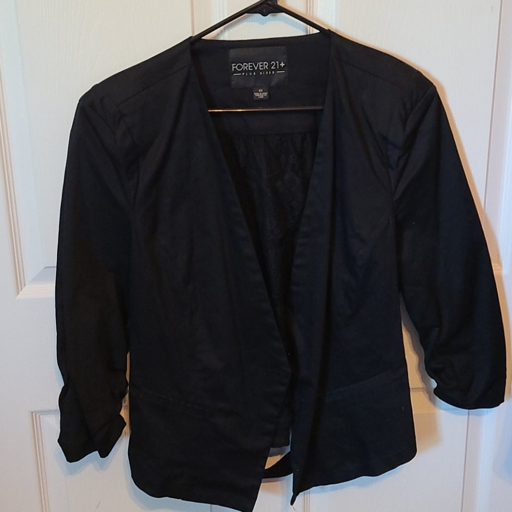 Black blazer with lace and chiffon back